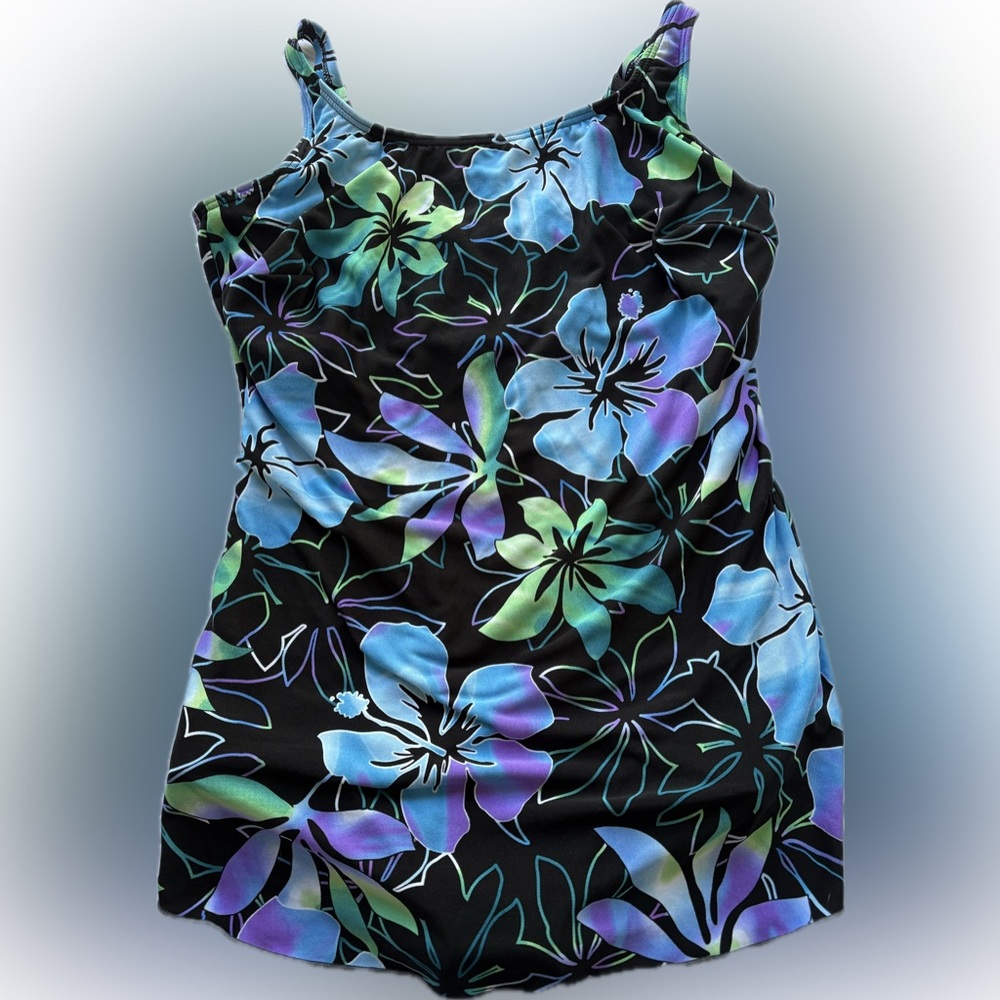 Floral Black One-Piece Swimsuit
